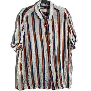 ASOS Retro Stripes Mens Button Up Short Sleeve Shirt Medium